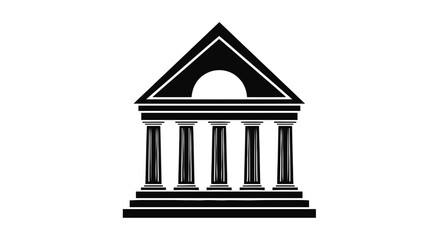 Naklejka premium Vector illustration of classic bank building icon with pillars and pediment on a transparent background