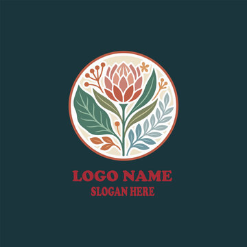indigenous florals logo icon vector .
