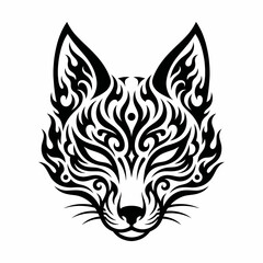 Fototapeta premium Illustration of a Kitsune mask with flame design on face