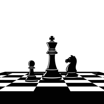 Black chess pieces on board game.