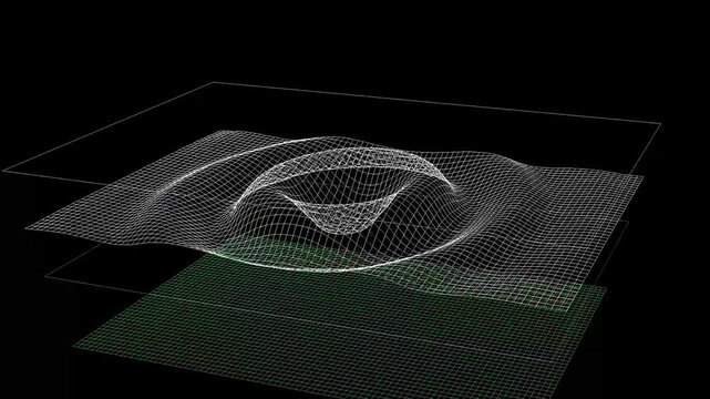 Futuristic wireframe wave grid flowing across digital landscape 
Abstract mesh surface animation with Dynamic topology grid creating modern cyber wave visualization