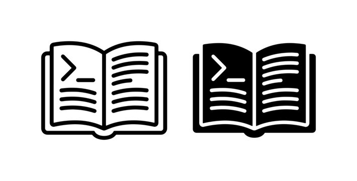 Open Book Icons, Vector Set: Knowledge, Learning, Information, Programming, Code, Study, Education, Digital Literacy, Reading, Literature