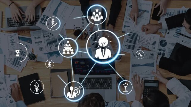 Leadership icons symbolize teamwork, vision, and decision-making. Leadership guides business, leadership inFunnels growth, and leadership supports management success. Funnel