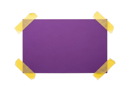 A rectangular purple fabric with yellow tape on its corners isolated on transparent background isolated on transparent background
