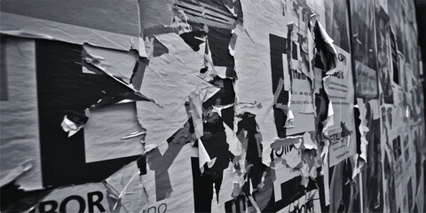 Torn paper background with textured layers and shadows background. texture grunge texture abstract black and white chipped paint mixed media backdrop abstract. © MD OSMAN