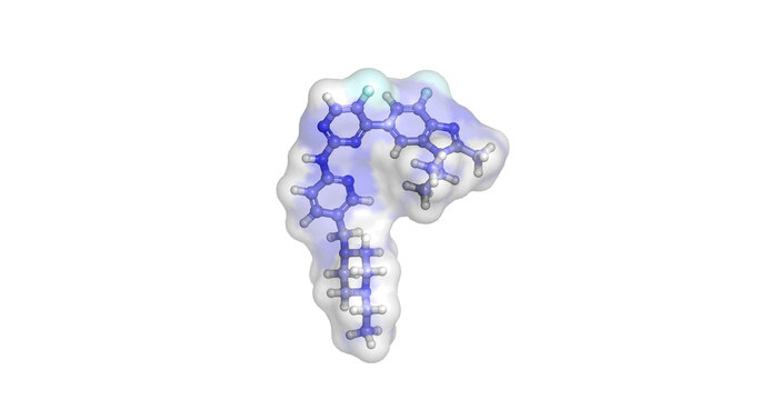 Abemaciclib, anticancer drug/ cyclin-dependent kinase 4 and 6 inhibitor, 3D molecule 4K