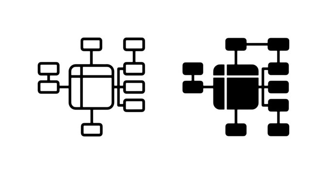 Database Schema Icons, Relational Database Structure Vector Graphics, Data Flow Diagram Elements