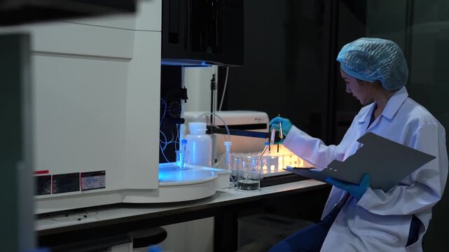 scientist in laboratory for medical study, research or experiment.