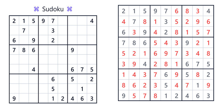 Sudoku puzzle grid with incomplete and completed sections  