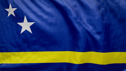 Curacaoan flag waves softly in the breeze. 2026 soccer tournament participating team flags. Perfect for football and sports event graphic assets. Curacao Flag © GRN_Design