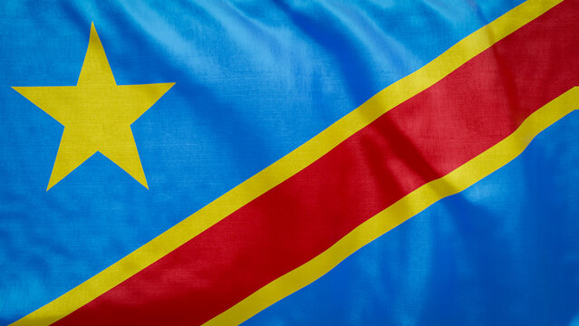Congolese flag waves softly in the breeze. 2026 soccer tournament participating team flags. Perfect for football and sports event graphic assets. DR Congo Flag