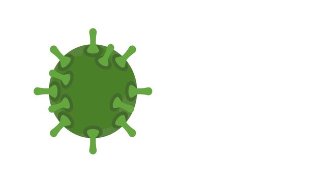 Animated 2D flat green virus cell pulsing and breathing on white background. Seamless loop motion graphic for medical science, hantavirus, and zoonotic disease