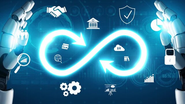 Infinity concept, limitless business potential, innovation opportunities, forward-thinking strategy, and embracing endless possibilities for creative growth and future development. Muxer