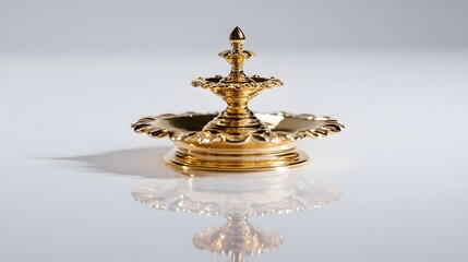 Naklejka premium Golden Offering Bowl Statue Symbolizing Ritual Abundance and Sacred Tradition