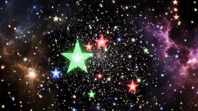 Cosmic starry night sky with colorful stars and galaxies celestial background