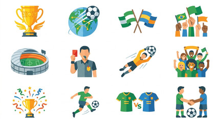 Fototapeta premium Collection of Soccer Football Sport Icons and Symbols.