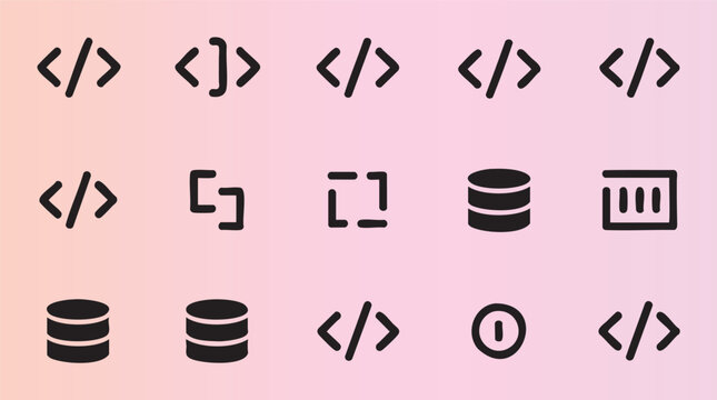 Modern flat design programming and database technology icons set isolated on background