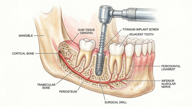 Dental implant procedure anatomy diagram