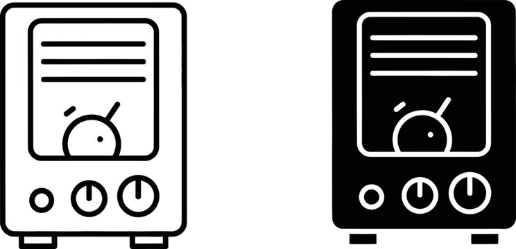 Analog meter with dial and knobs on white background concept for measurement