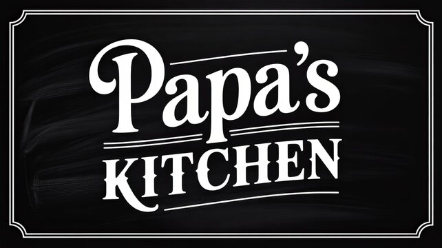 A black sign with white text reading Papa's Kitchen for Father's Day