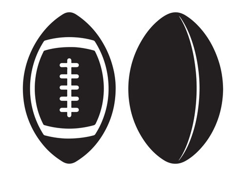 rugby ball logo design vector silhouette illustration, Vector illustration of rugby ball, American football and rugby ball, Regby vector logo, Sports balls vector silhouette, rugby ball icon design