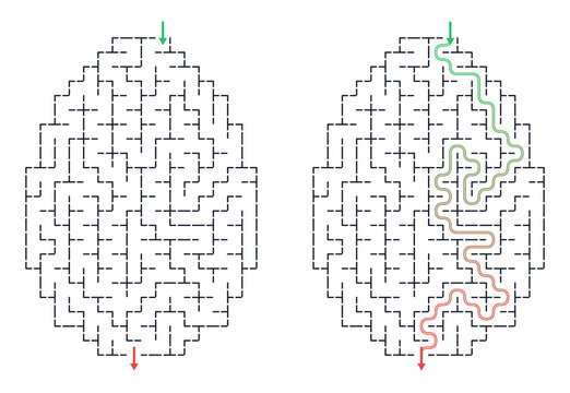 Easter printable maze with egg shape and paths for puzzle solving  