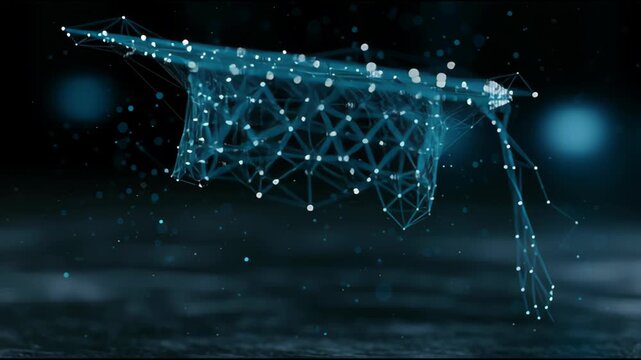 Abstract digital whale composed of glowing network connections