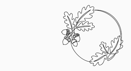 Oak leaf and acorn autumn forest frame © vladbokii