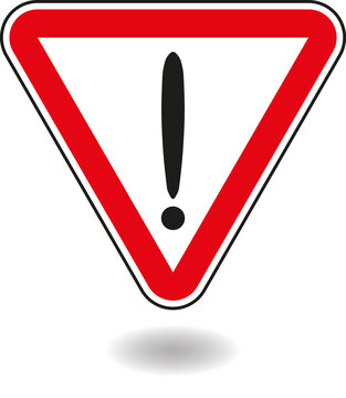 Sign exclamation mark in red triangle