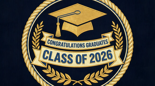 Graduation Emblem Class of 2026 Gold Seal