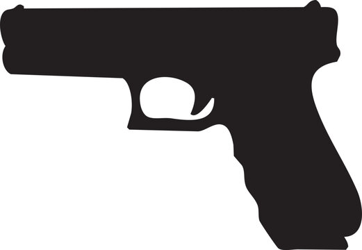Silhouette of a pistol, a firearm weapon, symbolizing safety and security