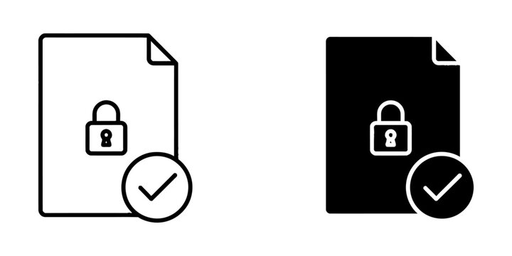 Secure document protection icon with padlock and verification checkmark