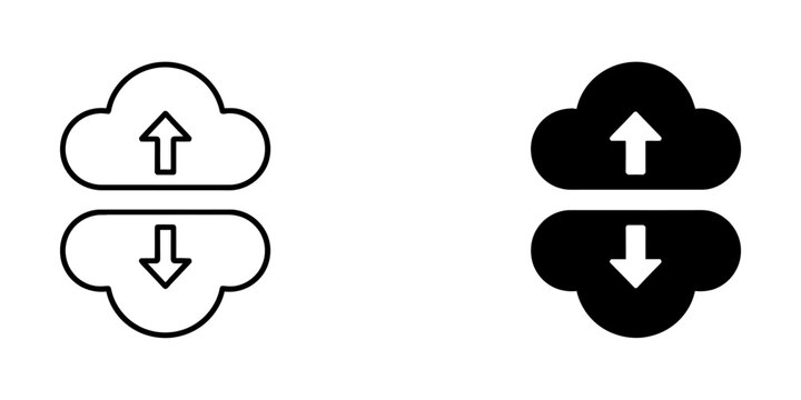 Cloud data upload and download icons vector illustration cloud computing