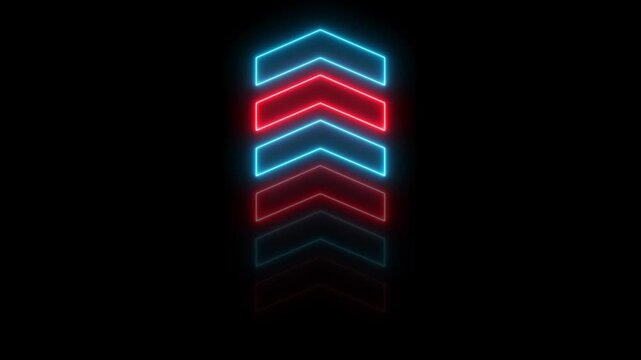 Down to Up animated arrows concept on the transparent background. Motion graphics of UP -directional arrow loop animation. 4k video animation.