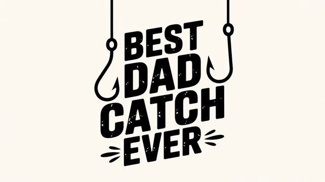 Best dad catch ever typography design featuring two fishing hooks for a fathers day greeting card