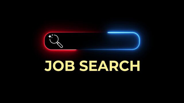 Job seeker searching employment opportunities through online platform. Motion graphics of online job search concept on the transparent background. 4k animation.