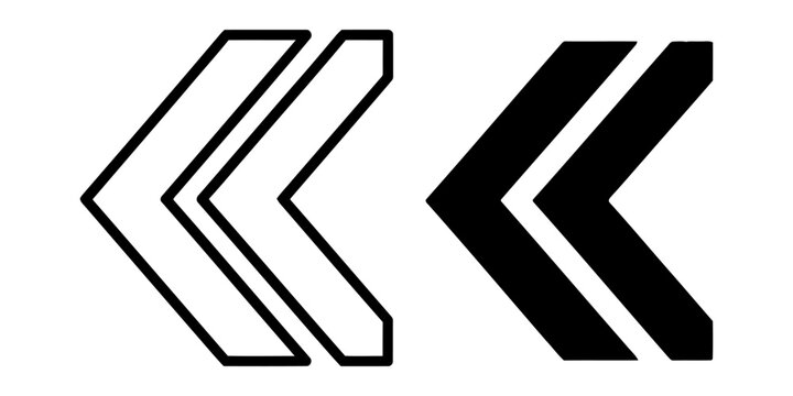 Double left arrow chevrons navigation icon set vector illustration with previous