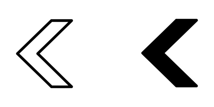 Left arrow icons, outline and solid style, isolated on white background