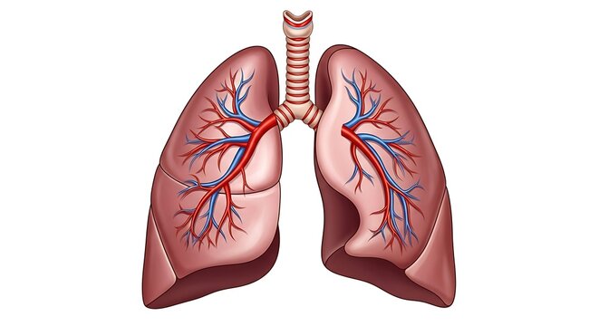 3D rendered medical illustration of human lungs anatomy.