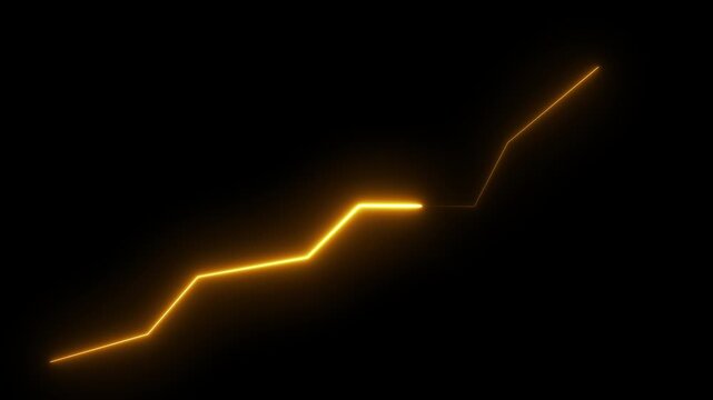 Glowing neon line market Recovery Concept. Successful growth trend green line graph going down to up. 4k stock video. 