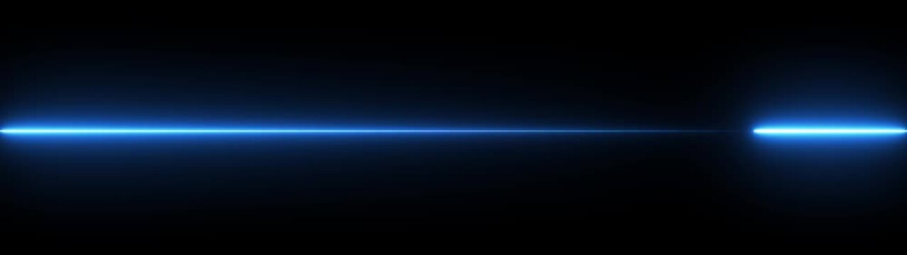 Abstract horizontal glowing neon line on a dark background with subtle reflection bright clean. left to right and right to left straight horizontal line concept.