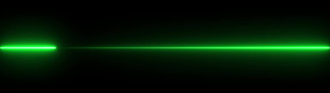Abstract horizontal glowing neon line on a dark background with subtle reflection bright clean. left to right and right to left straight horizontal line concept.
