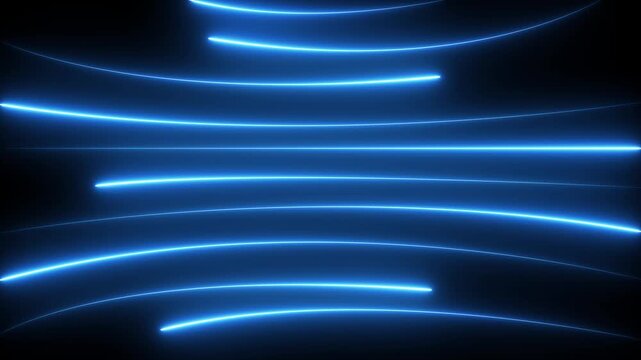Neon lights blinking lines moving animation. 4k animation Horizontal glowing colorful neon line animation. concept of neon line wallpaper.