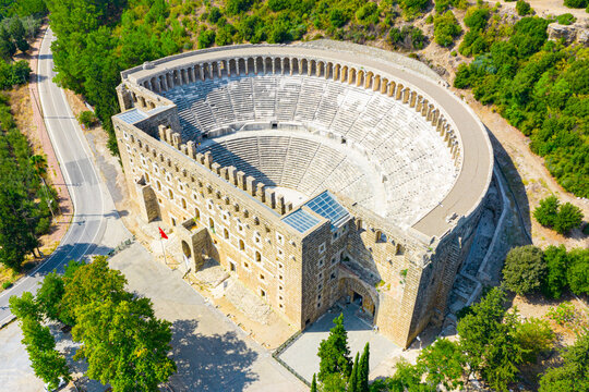 The ancient Aspendos amphitheater near Antalya city. Aspendos, Turkey