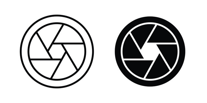 Camera shutter icon symbol set in black and white. EPS10