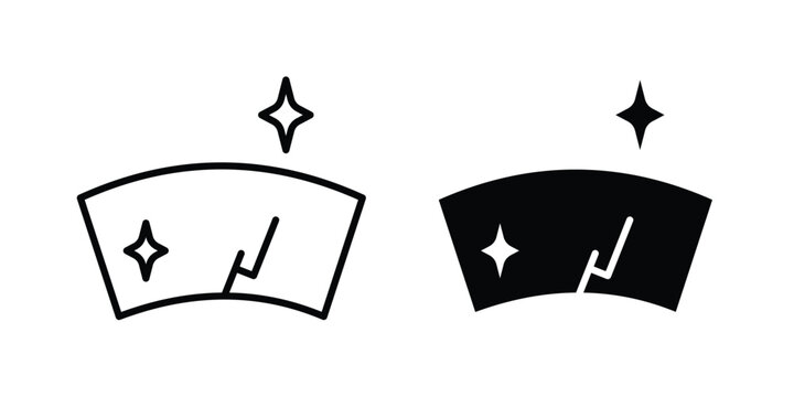 car windscreen icon symbol set in black and white. EPS10