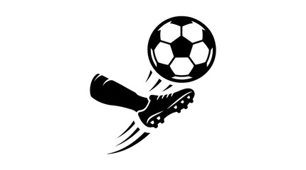 A high contrast black and white graphic illustration of a soccer player kicking a ball. © Nasoha_Alhabib