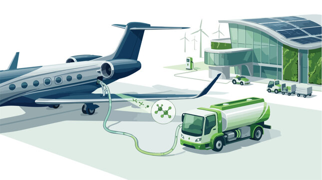 Private Jet Refueling with Sustainable Aviation Fuel from a Tanker Truck.