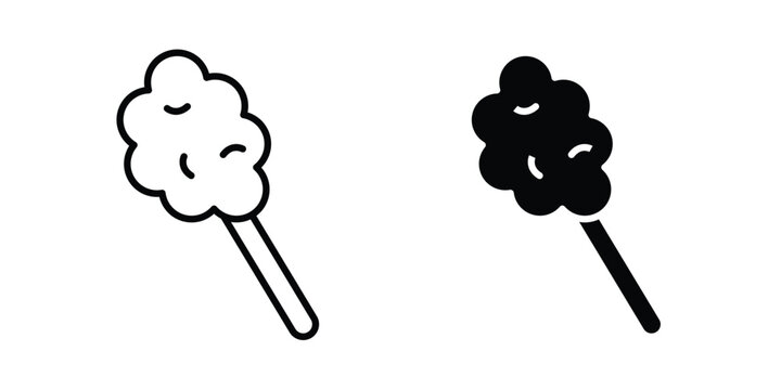Cotton Candy icon symbol set in black and white. EPS10