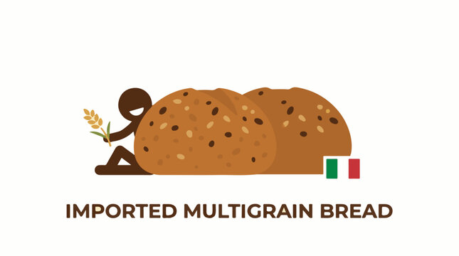 Multigrain bread with wheat stalk and Italian flag icon